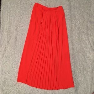 Neon bright orange pleated maxi skirt sz M